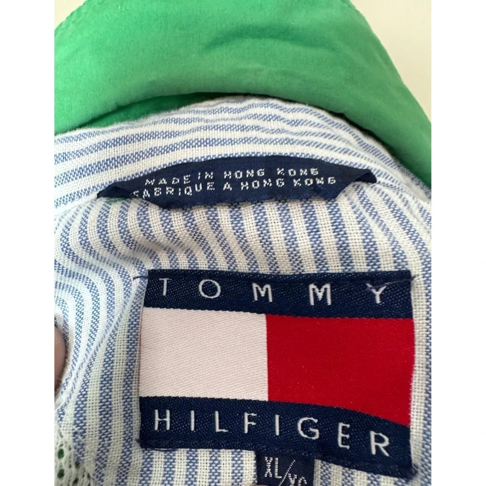 Vintage Tommy Hilfiger‎ Green Windbreaker Jacket XL Crest Golf 90s